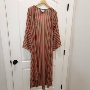 Judith March Knit Duster Bell Sleeve Cardigan Cover Up Multicolor Size Small LN